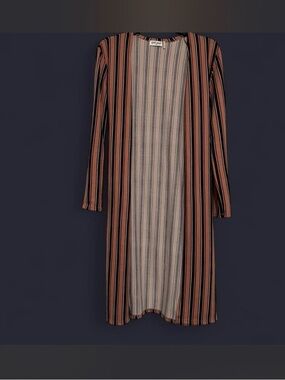 Wet Seal Striped Open-Front Cardigan in Rust and Black